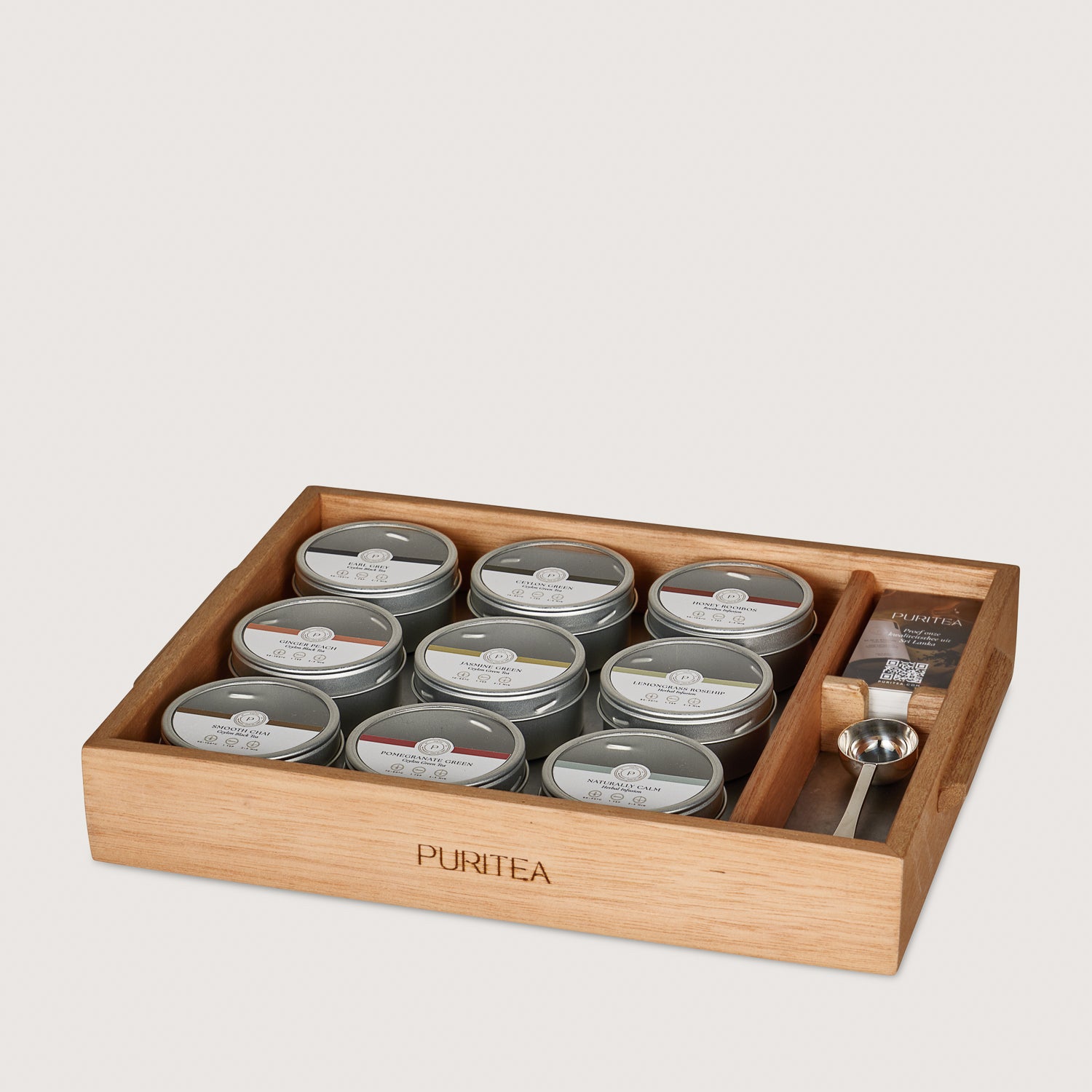 Puritea theedienblad - 9 blikjes